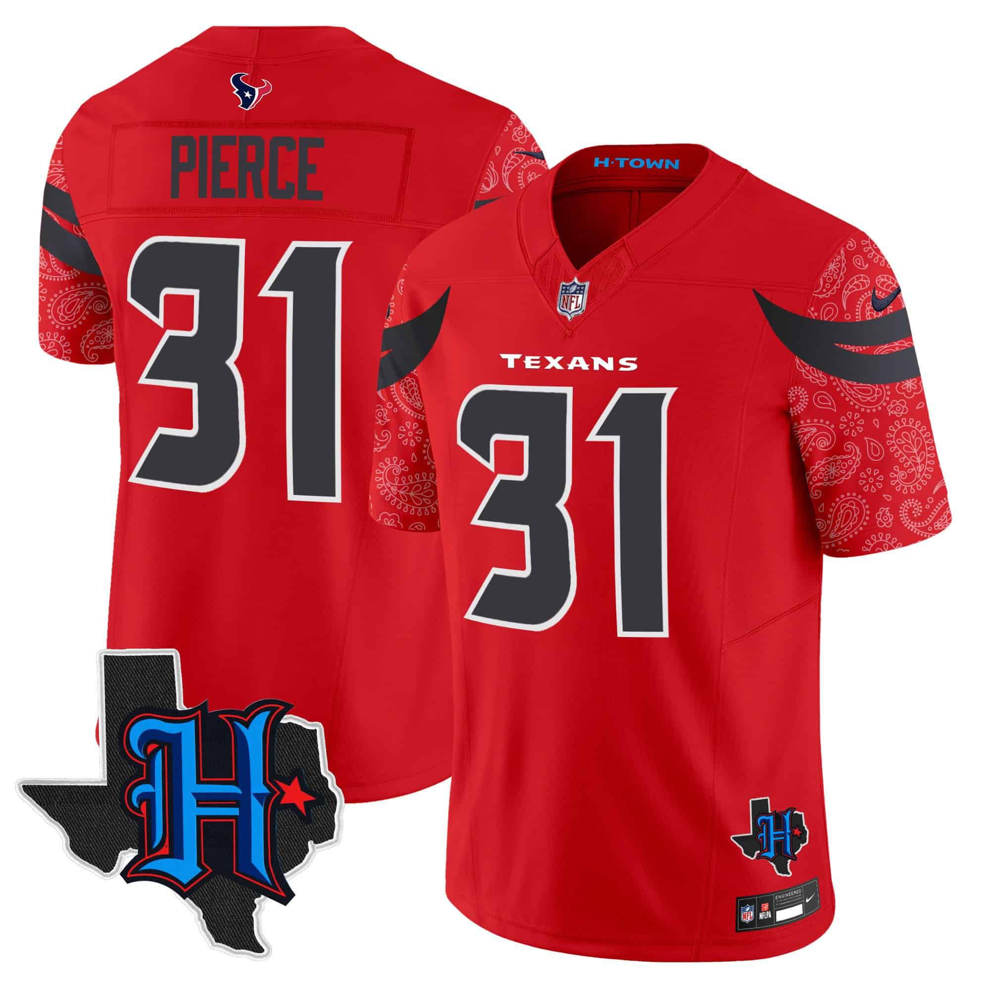 Men Houston Texans #31 Pierce Red 2024 Nike Texas Patch Vapor Limited NFL Jersey->indianapolis colts->NFL Jersey